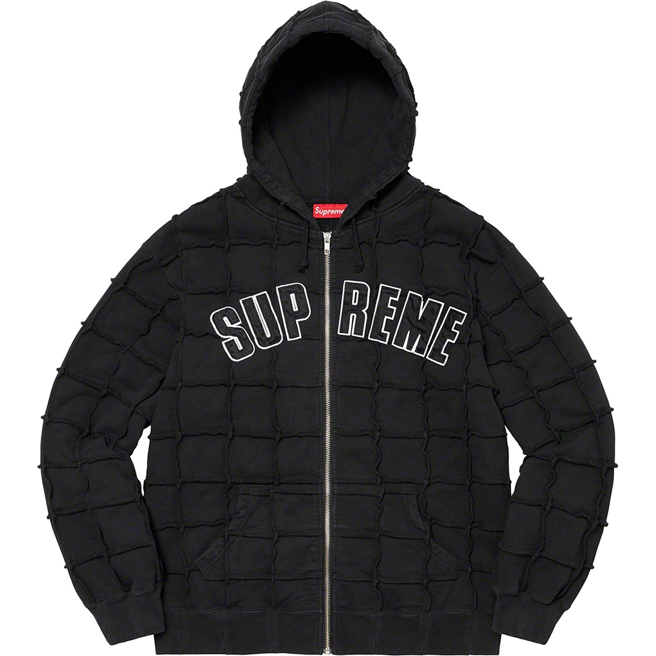 Reverse Patchwork Zip Up Hooded Sweatshirt view 5